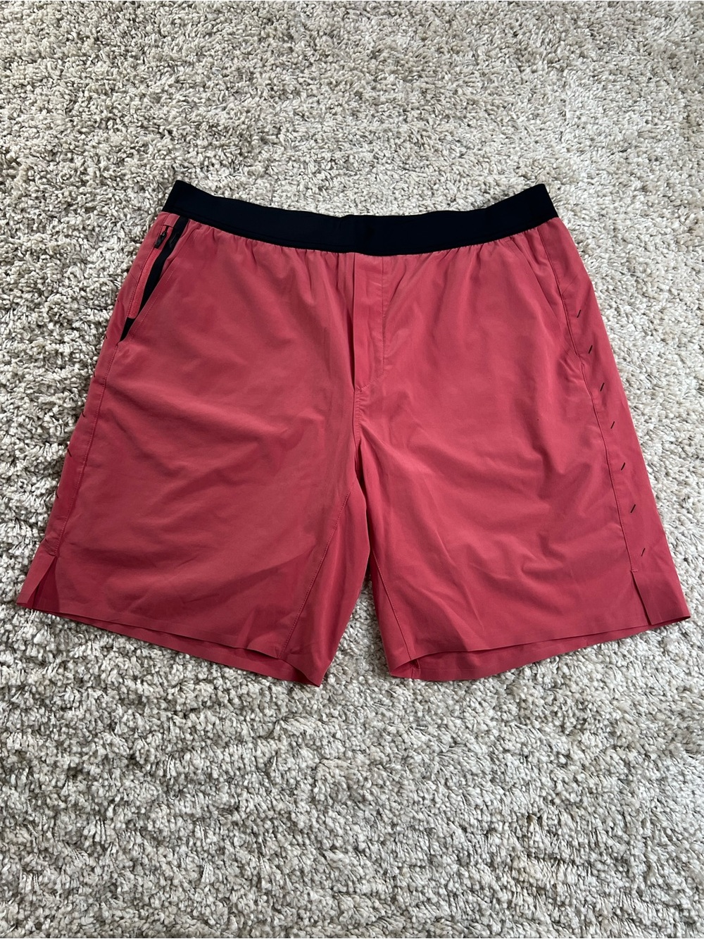 Ten thousand interval men’s  Coral Athletic Shorts with Black Waistband